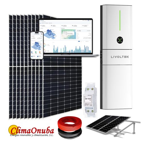 Instalación fotovoltaica híbrida 5Kw conectada a red. Con baterías.