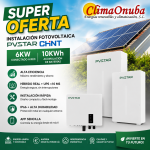 Instalación fotovoltaica híbrida 6Kw conectada a red. 10 KW baterías.